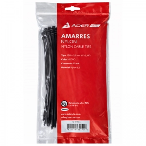 Amarre plástico Color Negro 3,6 mmX150 mm