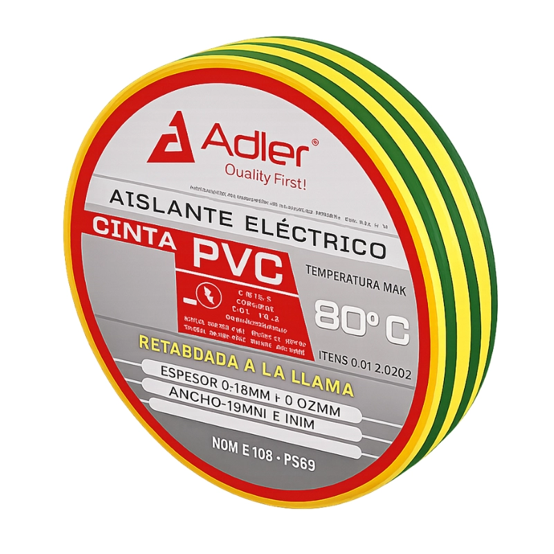 Cinta Aislante PVC - Retardada a la llama / Amarillo/Verde