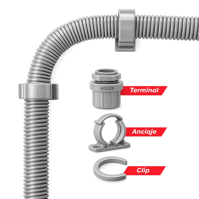 Coraza Nylon con Retardante a la llama / gris (19mm)  Abierta