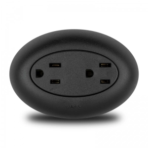 Tomacorriente doble Amer 2P+E / Negro