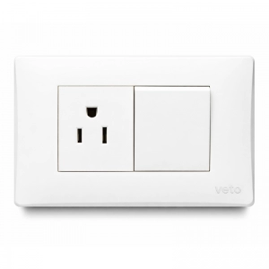 Mixto 1 interruptor balancin ancho NO neon + 1 tomacorriente amer 2P+E