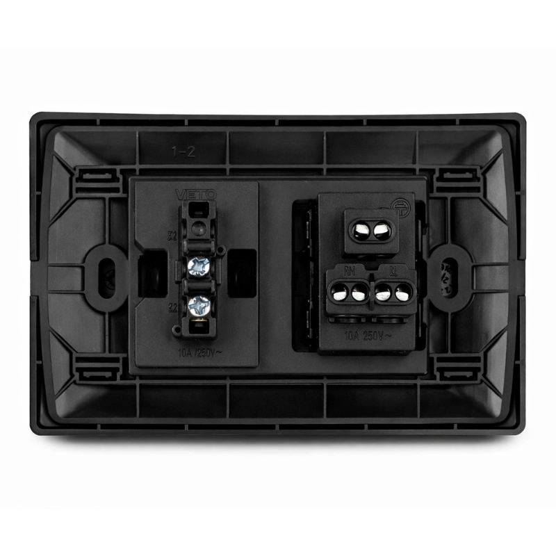 Mixto 1 interruptor balancin ancho NO neon + 1 tomacorriente amer 2P+E