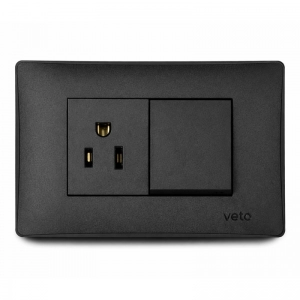 Mixto 1 interruptor balancin ancho NO neon + 1 tomacorriente amer 2P+E