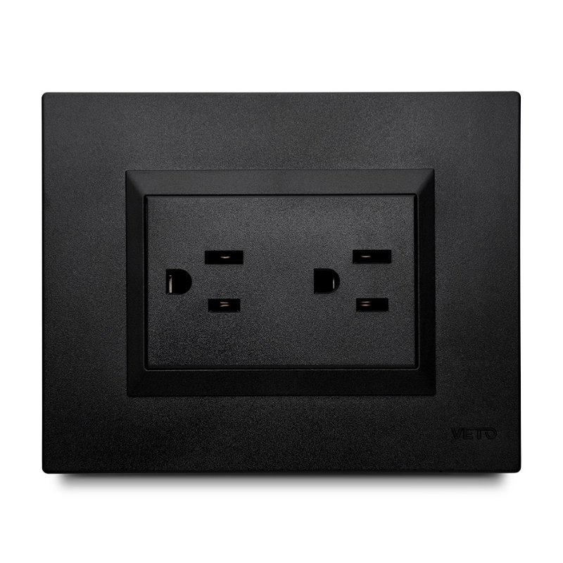 TOMACORRIENTE DOBLE AMER 2P+E / Negro