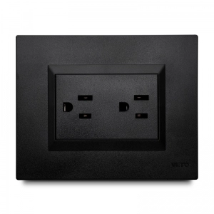 TOMACORRIENTE DOBLE AMER 2P+E / Negro