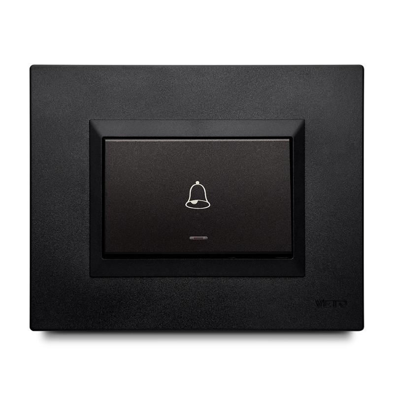 PULSADOR de TIMBRE SIMPLE / Negro