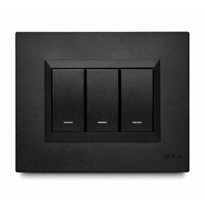 INTERRUPTOR INTELIGENTE TRIPLE c/ BALANCIN - Negro