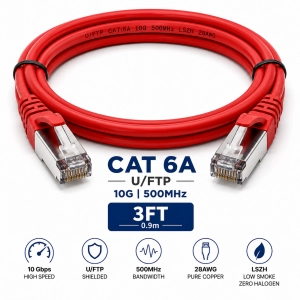 Patch Cord U/FTP Cat 6A 3FT Rojo