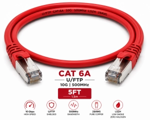Patch Cord U/FTP Cat 6A 5FT Rojo