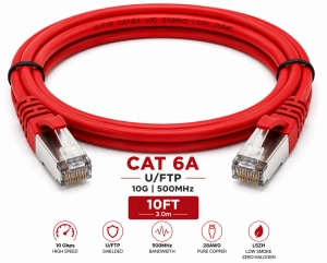Patch Cord U/FTP Cat 6A 10FT Rojo