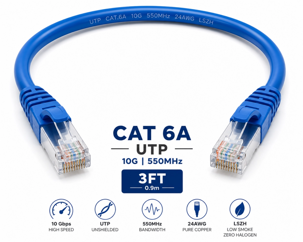 Path Cord UTP Cat 6A 3FT Azul