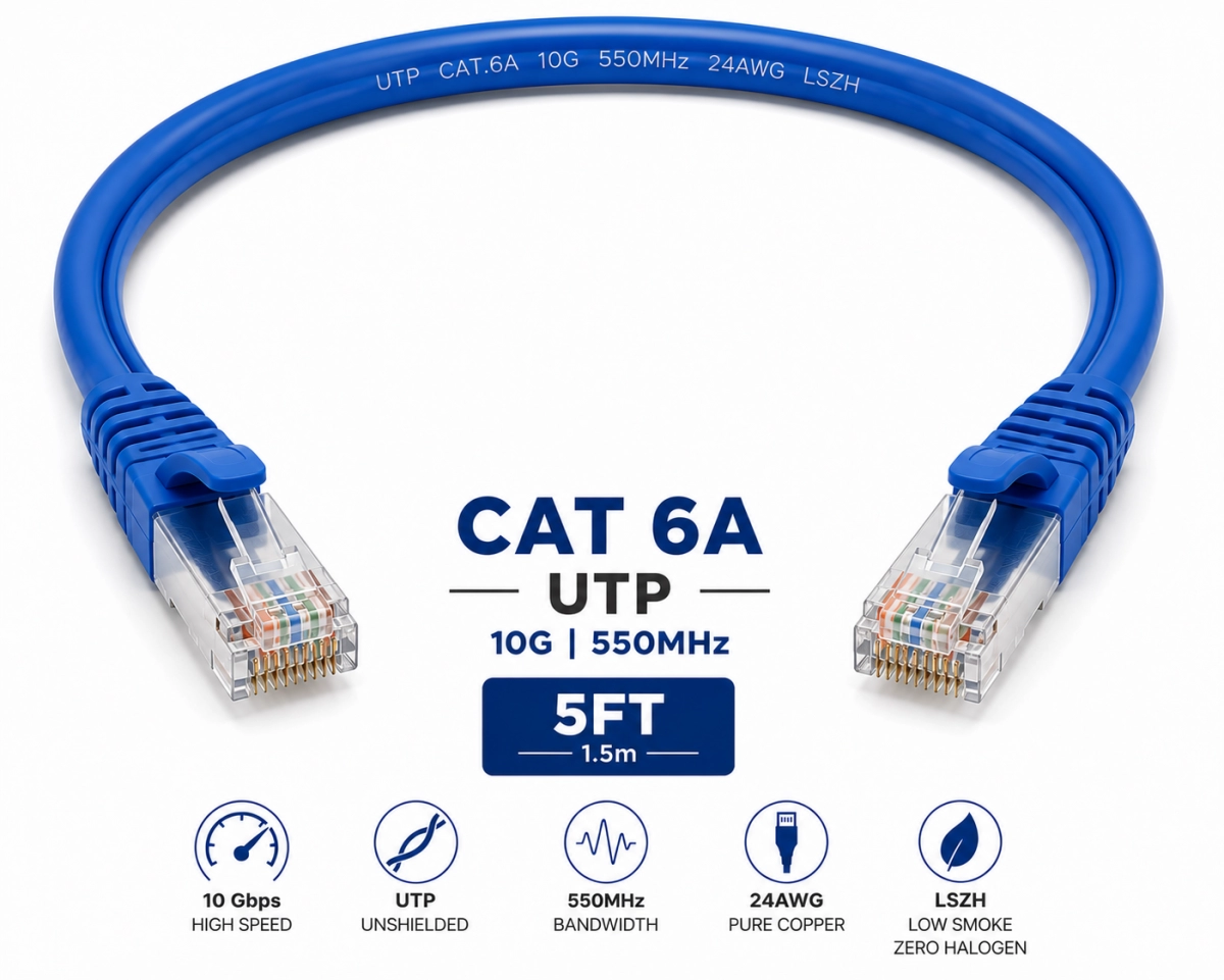 Patch Cord UTP Cat 6A 5FT Azul