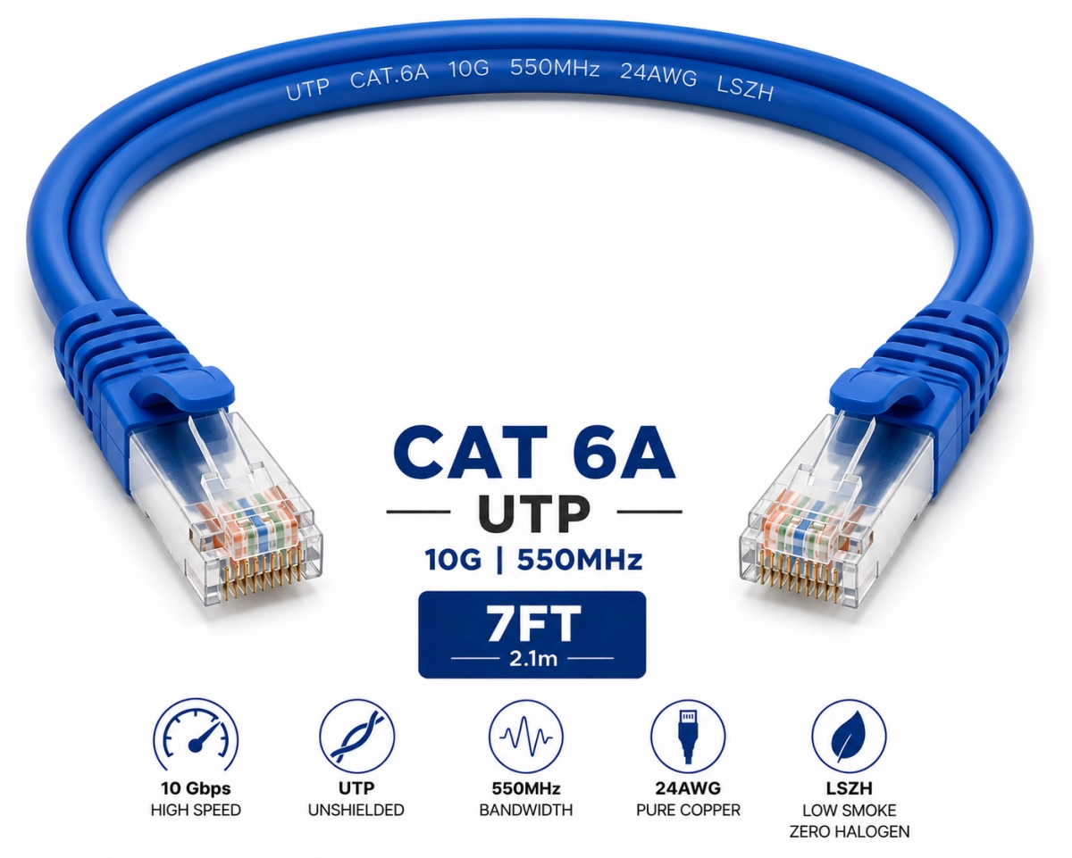 Patch Cord UTP Cat 6A 7FT Azul