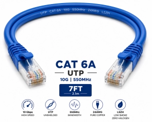 Patch Cord UTP Cat 6A 7FT Azul