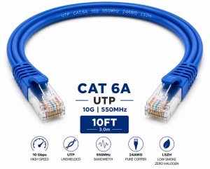 Patch Cord UTP Cat 6A 10FT Azul