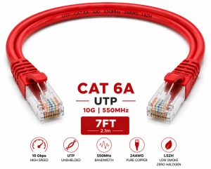 Patch Cord UTP Cat 6A 7FT Rojo