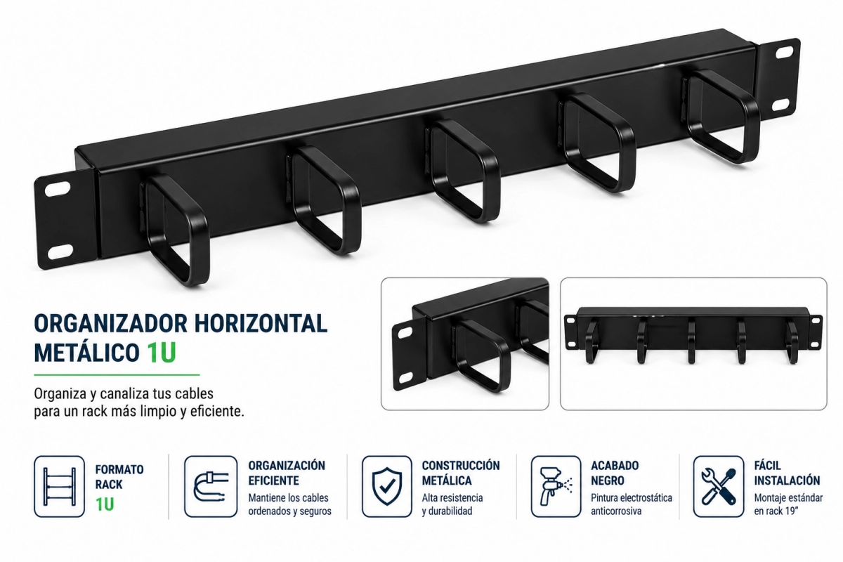 ORGANIZADOR HORIZONTAL METALICO 1U