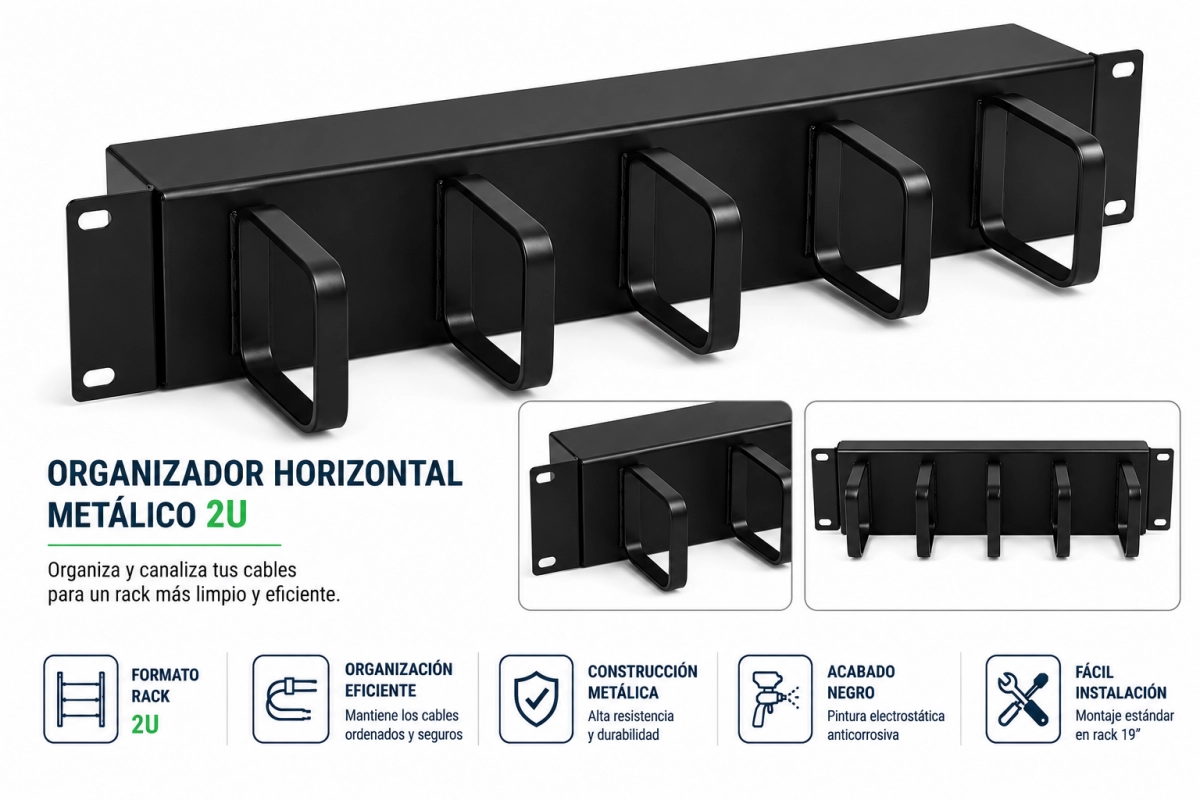 ORGANIZADOR HORIZONTAL METALICO 2U
