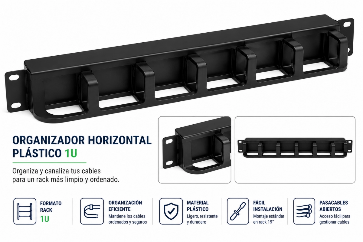 ORGANIZADOR HORIZONTAL PLASTICO 1U