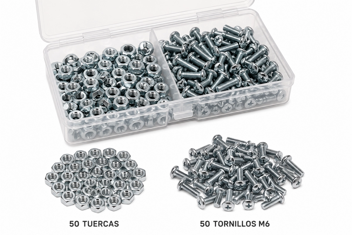 KIT DE TORNILLERIA 50 TUERCAS 50 TORNILLOS M6
