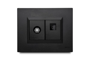 Mixto 1 Jack Teléfono RJ25 + 1 Coaxial PLU91962 Negro Línea Plura