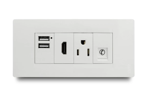 Placa 4H + Bastidor + Cajetín Plástico Blanco Línea Premium