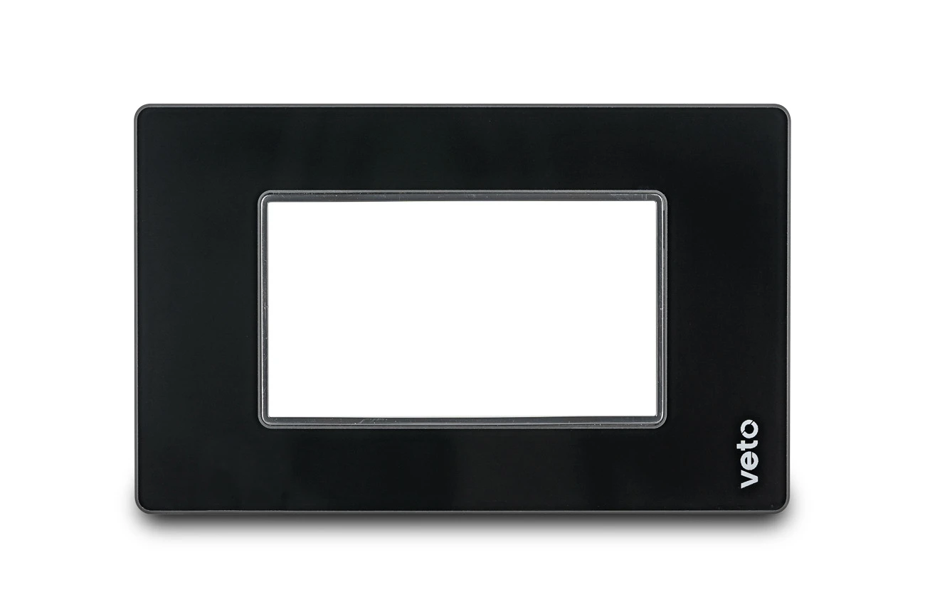 Placa Stilo Plata Vidrio 3H Negro Línea Premium