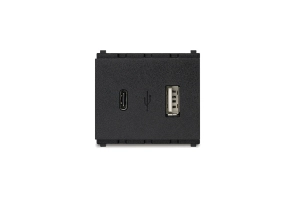 Módulo USB A+C Negro Línea Premium