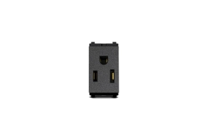 Módulo Tomacorriente Americano 2P+E Negro Línea Premium