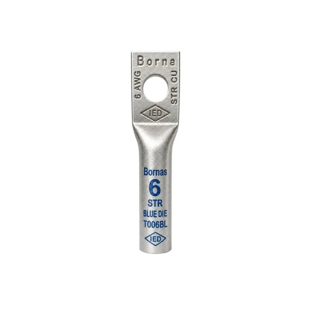 Terminal Barril Largo 6AWG Ojo 1/4"