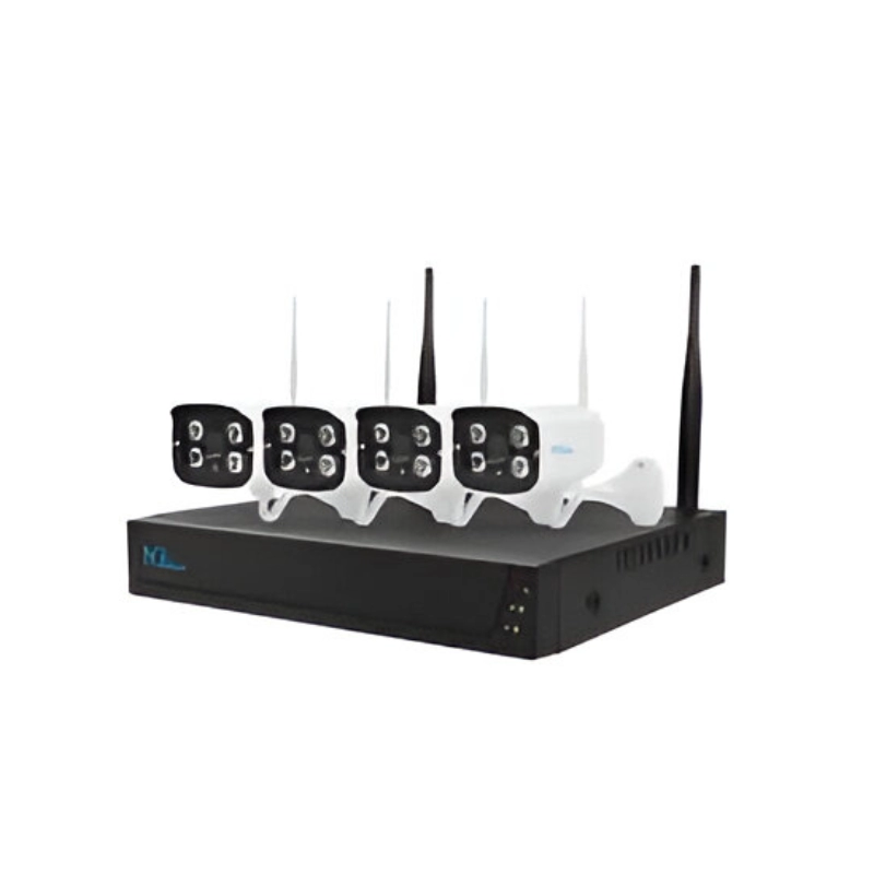 Kit Nvr 4Ch Wifi 4 Cámaras Tipo Bala De 2Mp Lente 3.6Mm Ir20M H.265 Wdr+1Sata/1Hdmi/1Rj45 Ip66