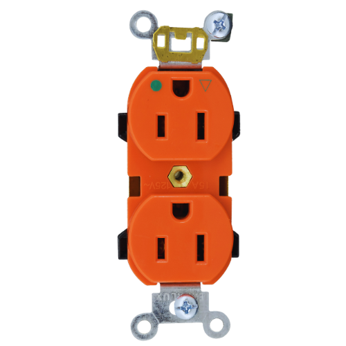 Toma Doble Con Polo Aislado Color Naranja