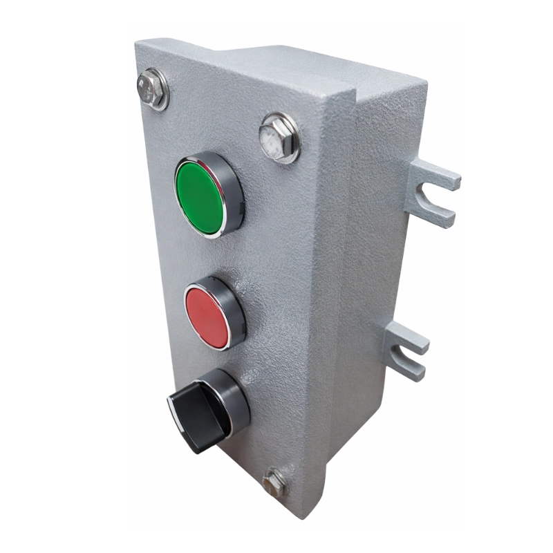 Caja Botonera Nema 4X, Con 1 Pulsador De Arranque, 1 Pulsador Parada, 1 Selector De 3 Posiciones Y 2 Salidas De 3/4