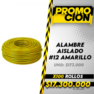 Alambre Aislado N12 Amarillo X100 Rollos