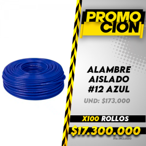 Alambre Aislado N12 Azul X100 Rollos
