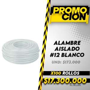 Alambre Aislado N12 Blanco X100 Rollos