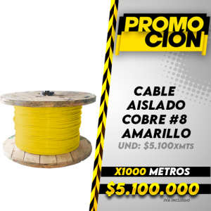 Cable Aislado Cobre N8 Amarillo X1000 Metros
