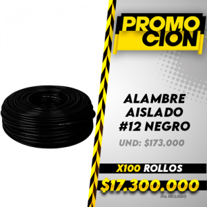 Alambre Aislado N12 Negro X100 Rollos