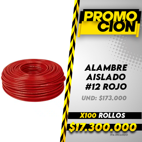 Alambre Aislado N12 Rojo X100 Rollos