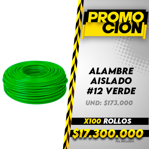 Alambre Aislado N12 Verde X100 Rollos