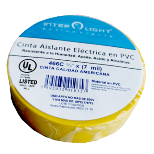 Cinta Aislante En Pvc Amarilla 5m
