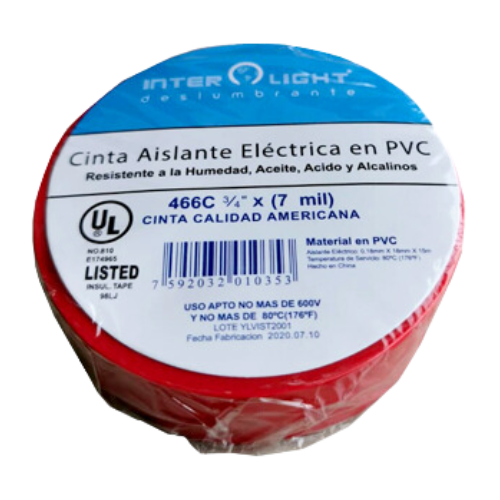 Cinta Aislante En Pvc Roja 5m